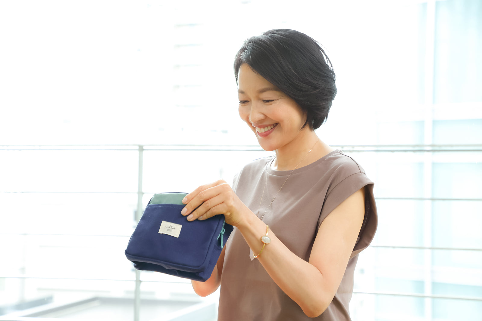 osekkaiポーチ / Navy×Green – 羽田甚商店